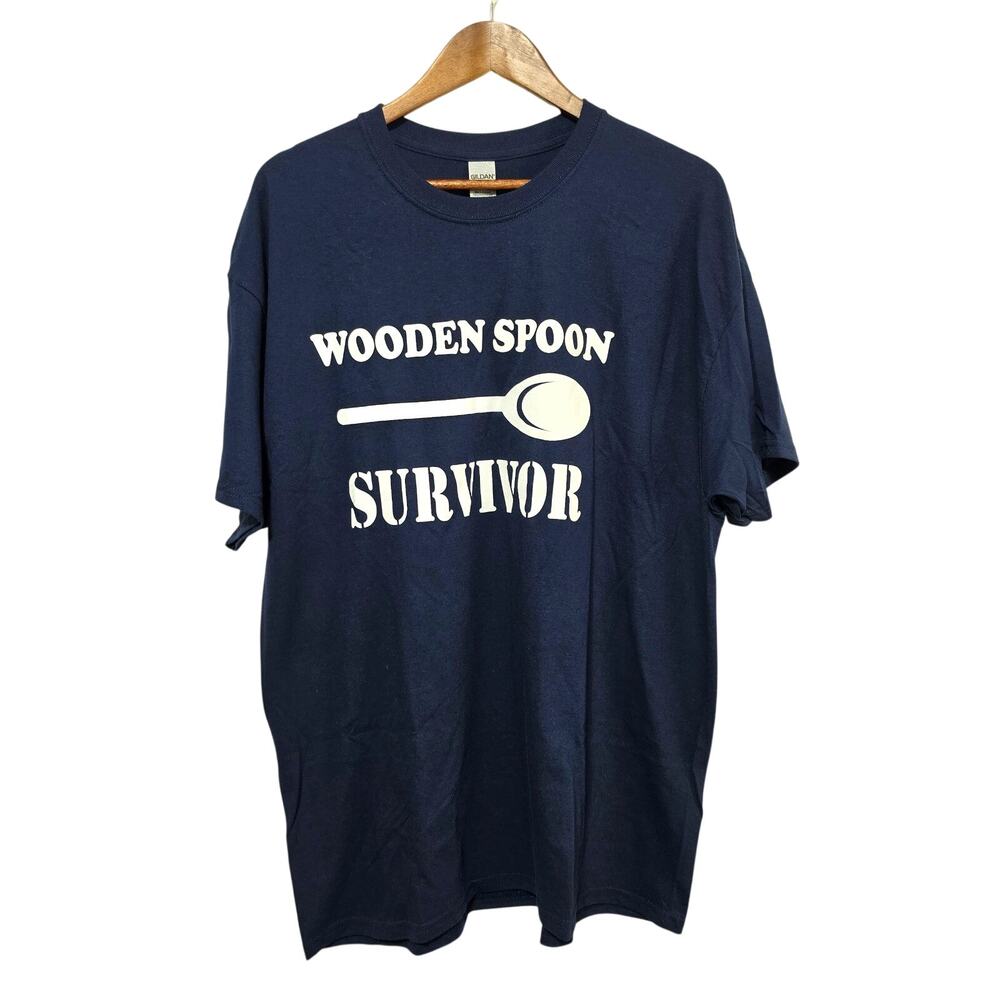 Gildan Screen Printed Navy T-shirt Size XL Wooden Spoon Survivor New Casual